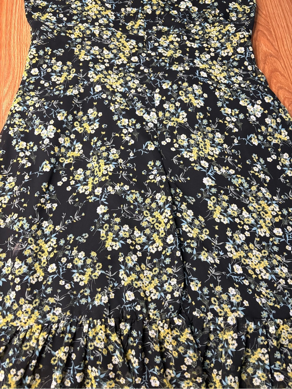 Lulu's Black Dress with Yellow and Aqua Floral Accent - Picture 9 of 10